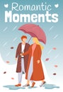 Romantic moments poster flat color vector template