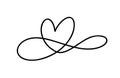 Romantic monoline infinity calligraphy vector Heart love sign. Hand drawn icon of valentine day. Concepn symbol for Royalty Free Stock Photo