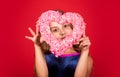 Romantic mood and atmosphere. Dreamy girl hold pink heart decor. Valentines day. Holiday celebration. First love. Be my