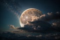 Romantic Moon In Starry Night Over Clouds Royalty Free Stock Photo