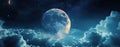 romantic moon in starry night over clouds Royalty Free Stock Photo