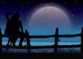 Romantic moonlight beautiful. Vector illustrations