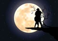 Romantic moonlight beautiful. Vector illustrations