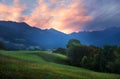 Romantic morning mood at swiss valley praettigau