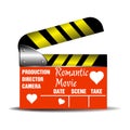 Romantic movie clapboard