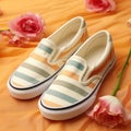 Romantic Multicolored Vans Slip On Shoes With Chiffon Stripes