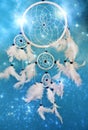 Romantic mystical magic white dreamcatcher with stars