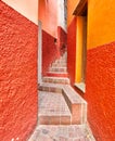Romantic narrow Alley of the Kiss Callejon del Beso in Guanajuato colorful historic city center