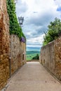 The romantic narrow medieval alleys of Pienza in Tuscany