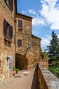 The romantic narrow medieval alleys of Pienza in Tuscany