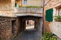 Romantic narrow street and balcony in Montepulciano, Tuscany, Italy.