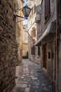 Romantic narrow street in the old town of Trogir