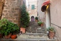 Romantic narrow street and stairs in Montepulciano, Tuscany, Italy.