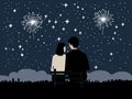 Romantic New Year\'s Eve - Watching Fireworks Together