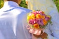 Malay Couple hold Wedding Flower Bouquet Royalty Free Stock Photo