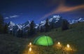 Camping in the Swiss Alps Royalty Free Stock Photo