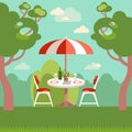 Romantic night picnic for two. Flat modern vector illustration.