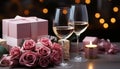 Romantic night wine, candle, gift, love, celebration, decoration generated by AI Royalty Free Stock Photo