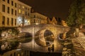 Nocturnal view of a canal in Bruges