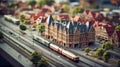 Romantic Nostalgia: Vintage German Train Station with Classic Train and Old Station Building