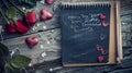 Romantic Notebook with Hearts and Roses Royalty Free Stock Photo