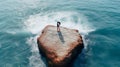 Romantic Oasis, Couples on a Heart Shaped Rock in the Midst of the Sea, a Symbol of Everlasting Love