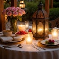 Romantic Outdoor Dinner: Candles and Lanterns