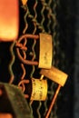 Romantic Padlocks with sunset light Royalty Free Stock Photo