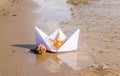 Romantic paper boat Royalty Free Stock Photo