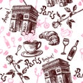 Romantic paris seamless pattern