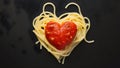 Romantic Pasta Love - Valentine\'s Spaghetti Surprise. Concept Valentine\'s Day, Romantic Dinner, Royalty Free Stock Photo