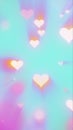 Romantic pastel background with glowing heart shapes in soft gradient colors Royalty Free Stock Photo