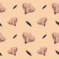 Romantic pastel flowers decorative seamless pattern background illustration