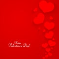 Romantic pattern with hearts on a red background Text of Happy Valentine`s Day Template for posters banners advertising
