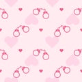 Romantic pattern with a pink handcuffs