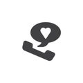 Romantic phone call with heart inside speech bubble icon vector