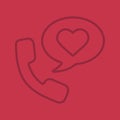 Romantic phone talk color linear icon