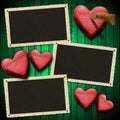 Romantic Photo Frames on Wood Green Wall