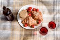 Romantic picnic with drink and food Royalty Free Stock Photo