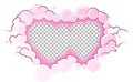 Romantic pink frame hearts template. Wedding card, valentine`s day greetings, lovely frame.