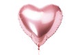 Romantic pink heart shaped metallic foil balloon isolated on white or transparent background Royalty Free Stock Photo