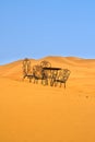 Romantic place to sit on the Sahara desert Royalty Free Stock Photo