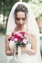 Romantic portrait of a beautiful blonde. Photo on sunny day with bright colors