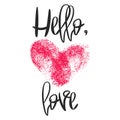 Romantic poster with hand lettering and heart. Royalty Free Stock Photo