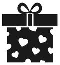 Romantic present icon. Black gift box symbol Royalty Free Stock Photo