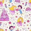 Romantic prince and princess abstract seamless pattern Royalty Free Stock Photo