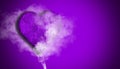 Romantic purple love hearts with smoke on background for copy space