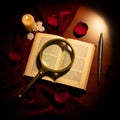 Romantic Reading with Candlelight Royalty Free Stock Photo