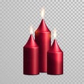 Romantic red candle flame burning candles vector set Royalty Free Stock Photo