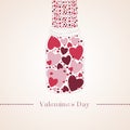 Romantic red gummi candy in the form of heart in a glass jar. Vector illustration to Valentine`s Day